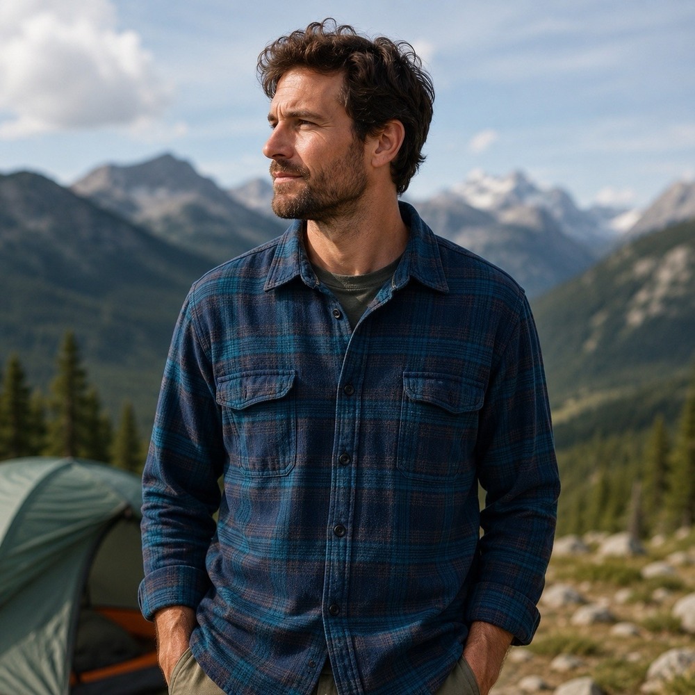 Ascend Gauze Plaid Button Down Long Sleeve Shirt Outdoors Hiking Camping XL